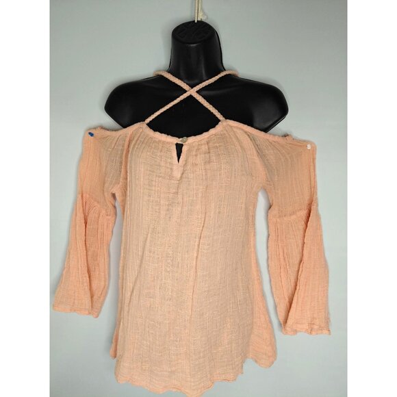 Blu-Pepper Tops - Blu-Pepper Vintage Off-Shoulder Peach Top M